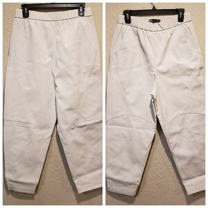 Zara Faux Leather Relaxed High Waisted Pants Womens M  White Trouser